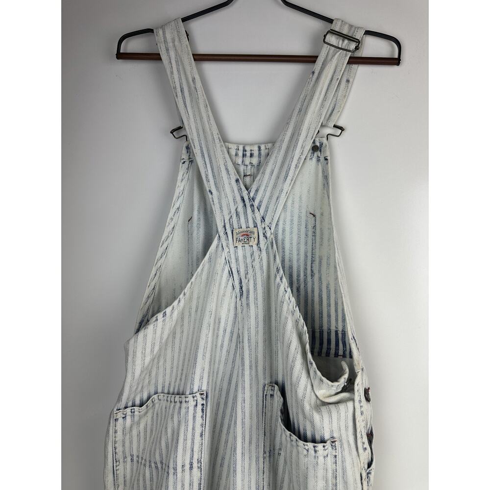 Faherty Topsail Bib Overall Railroad Stripe Blue White *Stained Distressed Small - Picture 9 of 16